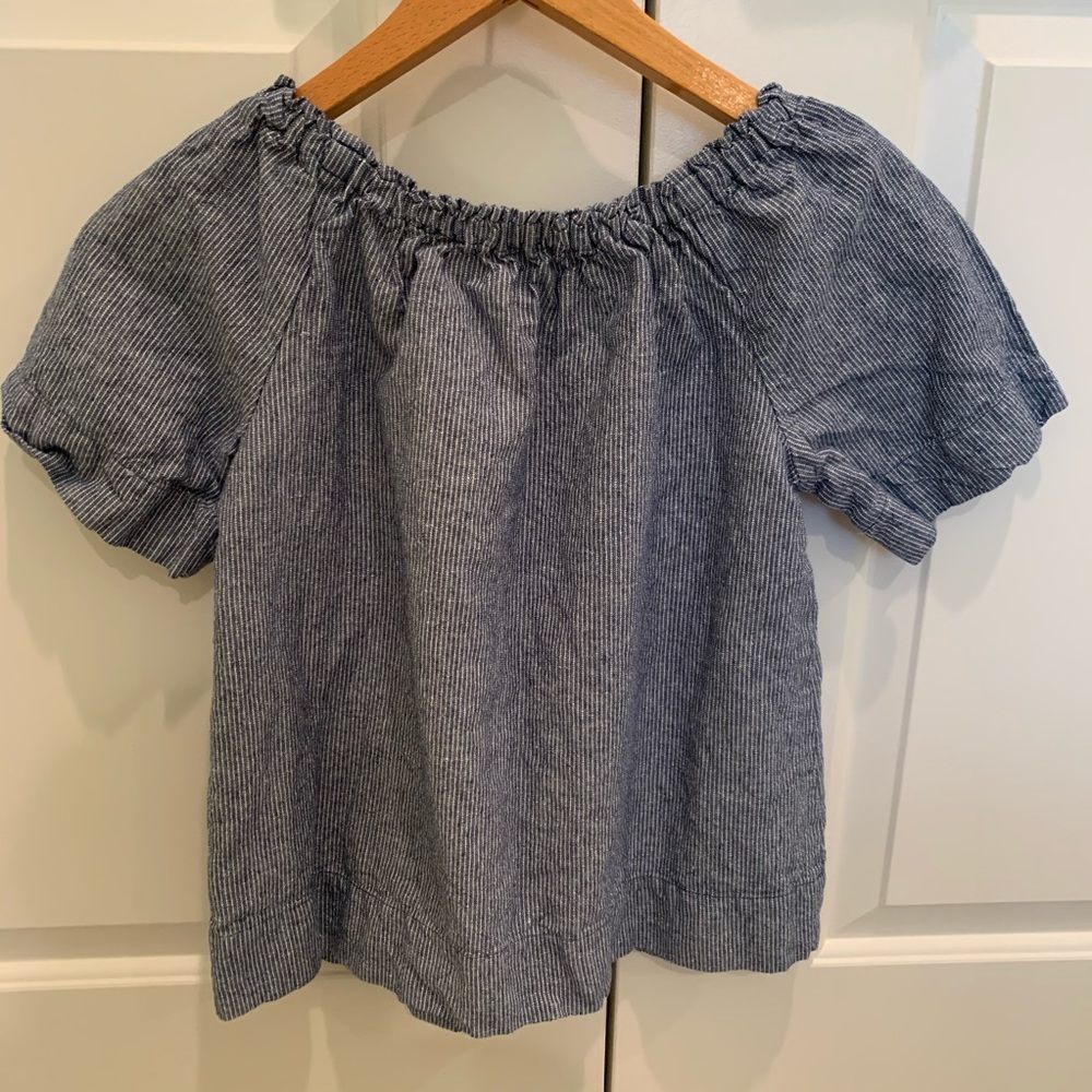 Crewcuts off-the-shoulder blue stripe top - Picture 4 of 7